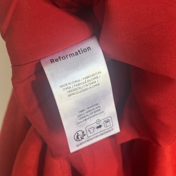 NEW Reformation Coucou Midi Linen Dress Sundried Tomato Red | size 2 - Picture 9 of 12